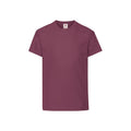 Burgundy - Front - Fruit of the Loom Childrens-Kids Original T-Shirt