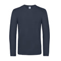 Navy Blue - Front - B&C Mens #E190 Plain Long-Sleeved T-Shirt