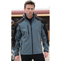 Grey-Black - Side - Result Mens Ice Fell Hooded Softshell Breathable Waterproof Jacket (345 GSM)