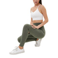 Forest Green - Side - Lookus Womens-Ladies Zelal Ribbed Leggings