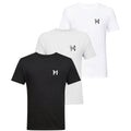 White-Black-Grey - Front - Henleys Mens Triphen T-Shirt (Pack of 3)