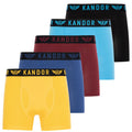 Yellow - Front - Kandor Mens Bambers Bamboo Boxer Shorts (Pack of 5)