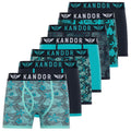 Turquoise - Front - Kandor Mens Florid Boxer Shorts (Pack of 7)