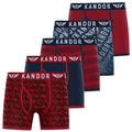 Red - Front - Kandor Mens Lingo Boxer Shorts (Pack of 5)