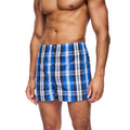 Blue - Back - Kandor Mens Daxhe Checked Woven Boxer Shorts (Pack of 6)