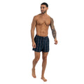 Blue - Close up - Kandor Mens Daxhe Checked Woven Boxer Shorts (Pack of 6)