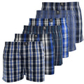 Blue - Front - Kandor Mens Daxhe Checked Woven Boxer Shorts (Pack of 6)