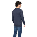 Navy Marl - Back - Bewley & Ritch Mens Loxham Knitted Crew Neck Jumper