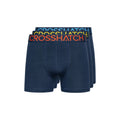 Navy - Front - Crosshatch Mens Chasma Boxer Shorts (Pack of 3)