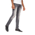 Light Grey - Front - Money Mens Ape Ripped Slim Jeans