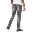 Light Grey - Back - Money Mens Ape Ripped Slim Jeans