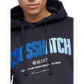 Navy - Lifestyle - Crosshatch Mens Flocked Hoodie