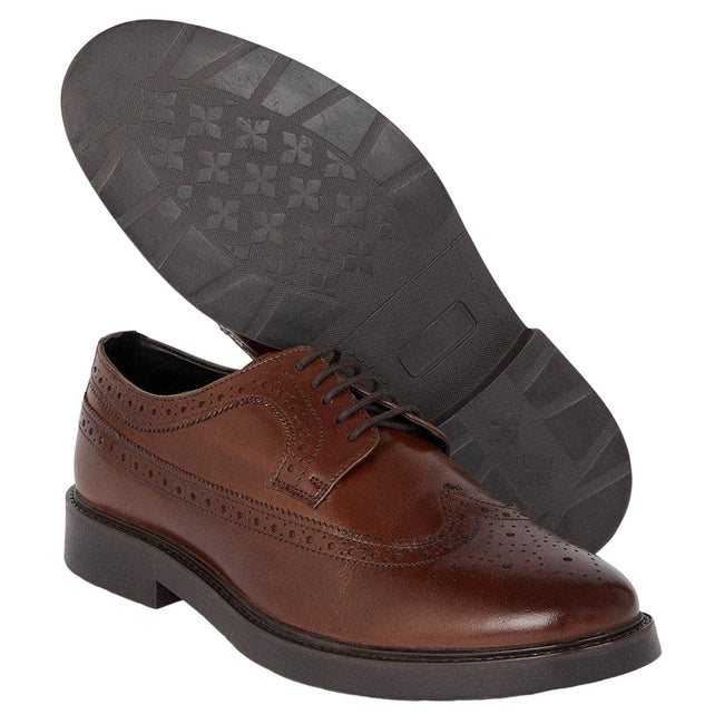 Burton Mens Leather Brogue Detailing Derby Shoes Discounts on