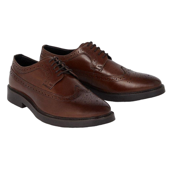 Burton Mens Leather Brogue Detailing Derby Shoes Discounts on