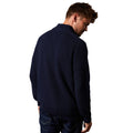 Navy - Back - Burton Mens Ribbed Cotton Blend Half Zip Jumper