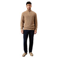 Taupe - Side - Burton Mens Ribbed Cotton Blend Half Zip Jumper