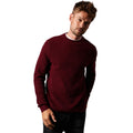 Burgundy - Front - Burton Mens Waffle Knitted Crew Neck Jumper