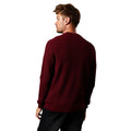 Burgundy - Back - Burton Mens Waffle Knitted Crew Neck Jumper