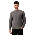 Mid Grey - Front - Burton Mens Waffle Knitted Crew Neck Jumper