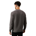 Mid Grey - Back - Burton Mens Waffle Knitted Crew Neck Jumper