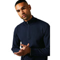 Navy - Back - Burton Mens Knitted Half Zip Jumper