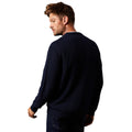 Navy - Back - Burton Mens Ribbed Crew Neck Jumper