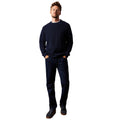 Navy - Side - Burton Mens Ribbed Crew Neck Jumper