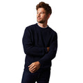 Navy - Front - Burton Mens Ribbed Crew Neck Jumper