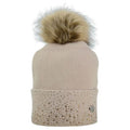 Beige-Gold - Back - HyFASHION Womens-Ladies Alaska Diamante Bobble Hat