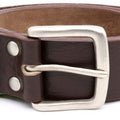 Brown - Back - D555 Mens Liam Kingsize Square Buckle Leather Belt