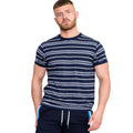 Navy-White - Side - Duke Mens D555 Piccadilly Yarn Dyed Stripe Jacquard Kingsize T-Shirt