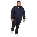 Navy - Back - Duke Mens D555 Giuseppe 2 Knitted Quarter Zip Kingsize Sweatshirt