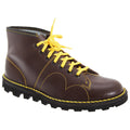 Wine - Front - Grafters Mens Original Coated Leather Retro Monkey Boots