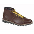 Wine - Front - Grafters Mens Original Coated Leather Retro Monkey Boots