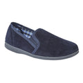 Navy - Back - Sleepers Mens Wilson Velour Slippers