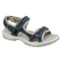 Denim Blue - Front - Mod Comfys Womens-Ladies Leather Sports Sandals