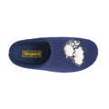 Navy - Side - Sleepers Womens-Ladies Suzie Sheep Memory Foam Slippers