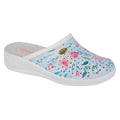 Baby Blue - Front - Dek Womens-Ladies Floral Leather Clogs