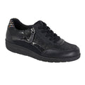 Black - Front - Boulevard Womens-Ladies Leather Extra Wide Trainers