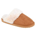 Tan - Front - Sleepers Womens-Ladies Jeanie Mule Slippers