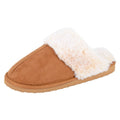 Tan - Back - Sleepers Womens-Ladies Jeanie Mule Slippers