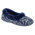 Navy - Front - Sleepers Womens-Ladies Deeta Abstract Slippers