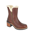 Brown - Front - Woodland Womens-Ladies Twin Zip Leather Ankle Boots