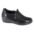 Black - Front - Boulevard Womens-Ladies Patent PU Casual Shoes