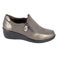 Pewter - Front - Boulevard Womens-Ladies Patent PU Casual Shoes