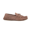 Taupe - Back - Mokkers Mens Bruce Real Suede Moccasin Slippers