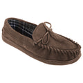 Brown - Front - Sleepers Mens Adie Real Suede Moccasin Slippers