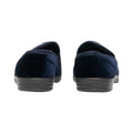 Navy Blue-Grey - Side - Zedzzz Mens Aaron Twin Gusset Velour Slippers