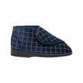 Navy Blue - Back - Zedzzz Mens Bertie Check Velour Touch Fastening Bootee Slippers