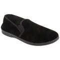 Black - Front - Zedzzz Mens Ross Twin Gusset Velour Slippers